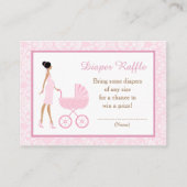 Roze Damask Afro-Amerikaans Baby shower Raffle Informatiekaartje (Voorkant)