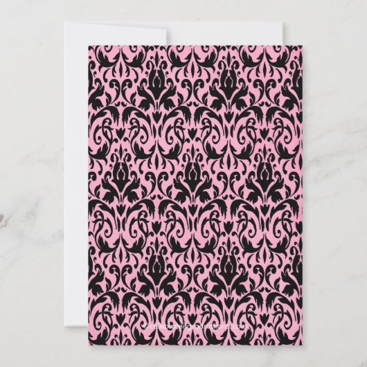 Roze Damask Afstuderen Invitation Silhouette Afstu Kaart (Achterkant)