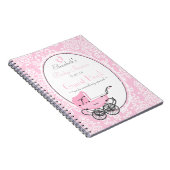 Roze Damask and Carriage Baby shower Guest Book- Notitieboek (Rechterzijde)