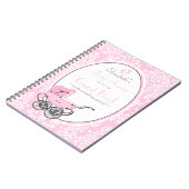 Roze Damask and Carriage Baby shower Guest Book- Notitieboek (Linkerzijde)