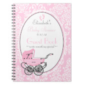 Roze Damask and Carriage Baby shower Guest Book- Notitieboek (Voorkant)