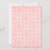 Roze Damask Baby Girl Baptisme Invitation Kaart (Achterkant)