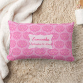 Roze Damask Baby Girl Name Persoonlijke geboorte Kussen (Deken)