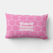 Roze Damask Baby Girl Name Persoonlijke geboorte Kussen (Achterkant)