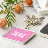 Roze Damask Baby Girl Name Persoonlijke geboorte Sleutelhanger (Zijkant)