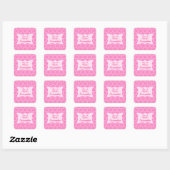 Roze Damask Baby Girl Name Persoonlijke geboorte Vierkante Sticker (Vel)