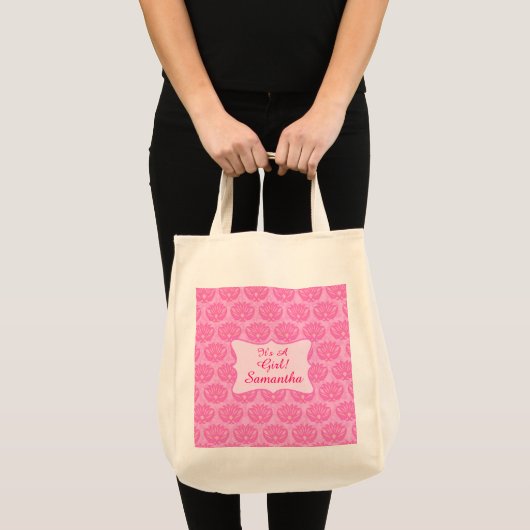 Roze Damask Baby is een meisjesnaam op persoonlijk Tote Bag (Voorkant (product))