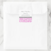 Roze Damask Baby shower Favor Stickers (Tas)