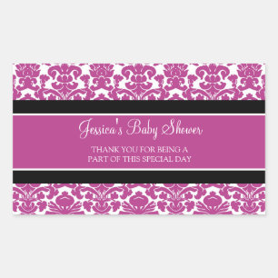 Roze Damask Baby shower Favor Stickers