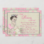 Roze Damask  Baby shower Kaart (Voorkant / Achterkant)