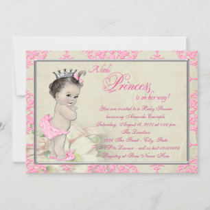 Roze Damask  Baby shower Kaart