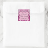 Roze Damask Baby shower Square Sticker (Tas)