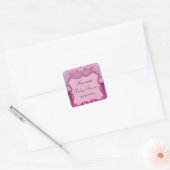 Roze Damask Baby shower Square Sticker (Envelop)