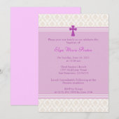 Roze Damask Baptism/Christening Invitation Kaart (Voorkant / Achterkant)