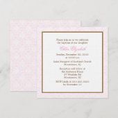 Roze Damask Baptisme-uitvindingen Kaart (Voorkant / Achterkant)