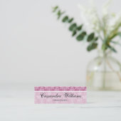Roze Damask Beauty Micro Mini Visitekaartjes (Staand voorkant)