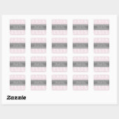 Roze Damask Bewaar de Date Envelope Seal Vierkante Sticker (Vel)