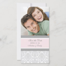 Roze Damask Bewaar de datum bruiloft fotokaarten Save The Date