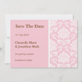 Roze Damask bewaart de Kaart Datum (Voorkant)