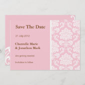 Roze Damask bewaart de Kaart Datum (Voorkant / Achterkant)