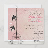  Roze Damask Birdcage Save the Date (Voorkant)