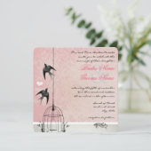 Roze Damask Birdcage Save the Date (Staand voorkant)