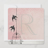 Roze Damask Birdcage Save the Date (Achterkant)
