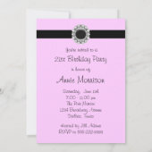 Roze Damask Black 21ste verjaardag Uitnodiging (Achterkant)