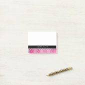 Roze Damask Black Gepersonaliseerde Post-it® notes (Op bureau)