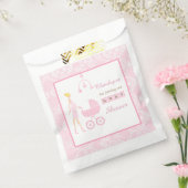 Roze Damask Blonde Baby shower Bedankzakje (Gezegeld)