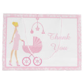 Roze Damask Blonde Baby shower Groot Cadeauzakje (Achterkant)