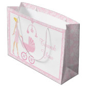 Roze Damask Blonde Baby shower Groot Cadeauzakje (Achterkant Gekanteld)