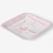 Roze Damask Blonde Baby shower Papieren Bordje (Gebogen)
