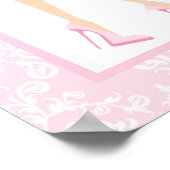 Roze Damask Blonde Baby shower Poster (Hoek)