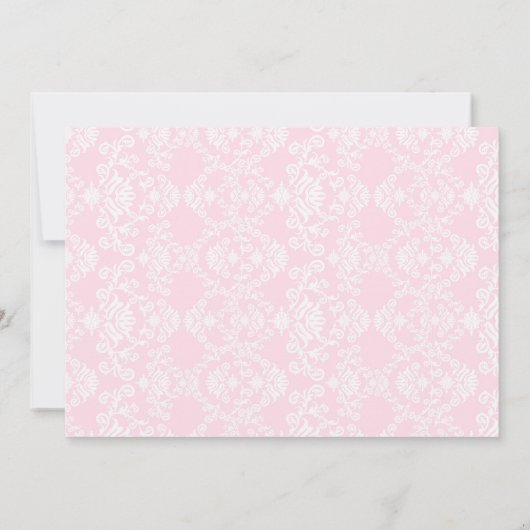 Roze Damask Blonde die verwacht dat Baby shower me Kaart (Achterkant)