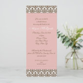 roze damask bridal douche - uitnodiging (Staand voorkant)