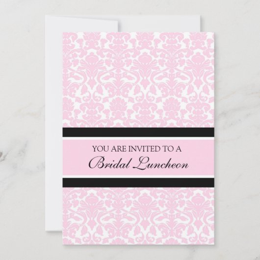 Roze Damask Bridal Luncheon Invitation Cards Kaart (Voorkant)