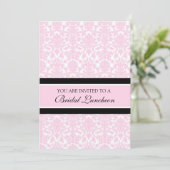 Roze Damask Bridal Luncheon Invitation Cards Kaart (Staand voorkant)