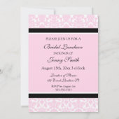 Roze Damask Bridal Luncheon Invitation Cards Kaart (Achterkant)