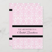 Roze Damask Bridal Luncheon Invitation Cards Kaart (Voorkant / Achterkant)