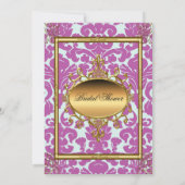 Roze Damask Bridal Shower Invitation Kaart (Achterkant)