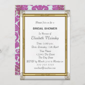 Roze Damask Bridal Shower Invitation Kaart (Voorkant / Achterkant)