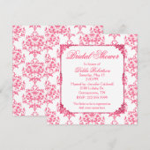  Roze Damask Bridal Shower Invitation Kaart (Voorkant / Achterkant)