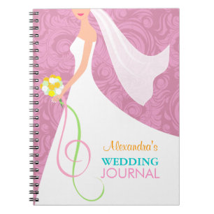 Roze Damask Bridal Wedding Journal-laptop Notitieboek