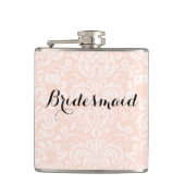 Roze  Damask Bruidsmeisje Flask Heupfles (Voorkant)