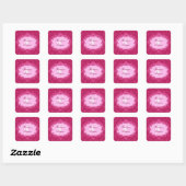 Roze Damask Bruiloft C435 Vierkante Sticker (Vel)