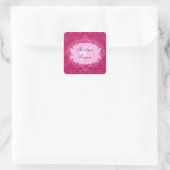 Roze Damask Bruiloft C435 Vierkante Sticker (Tas)