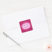 Roze Damask Bruiloft C435 Vierkante Sticker (Envelop)
