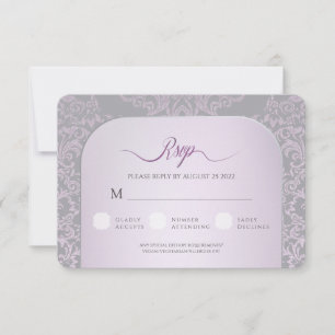 Roze Damask bruiloft Dank u fotokaart RSVP Kaartje