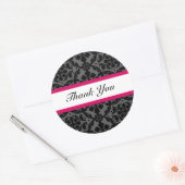 Roze Damask Bruiloft Dank u Stickers (Envelop)